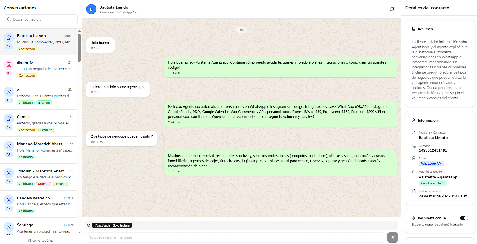 CRM integrado - Centraliza WhatsApp API e Instagram